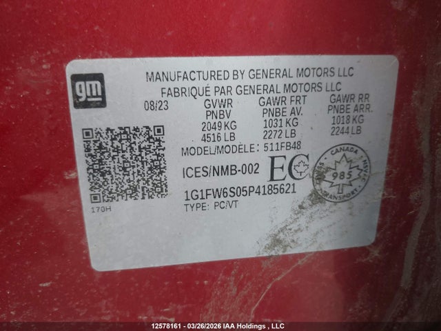 1G1FW6S05P4185621 Chevrolet Bolt Ev 1lt