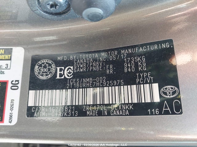 Toyota Corolla 2017 2T1BURHE7HC925975 Image 18