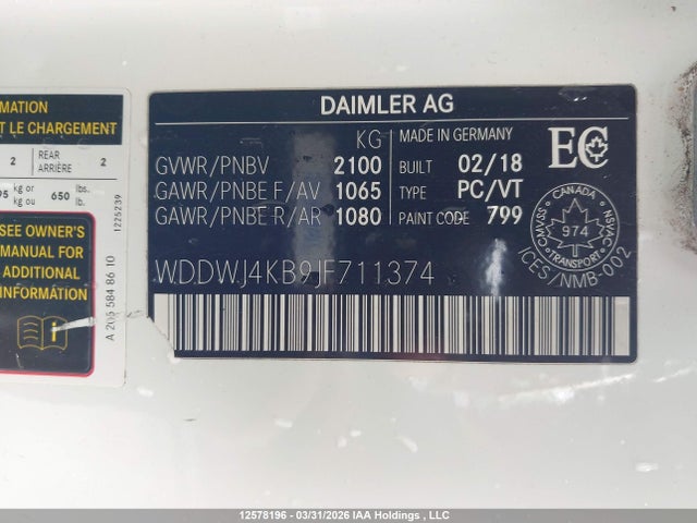 WDDWJ4KB9JF711374 Mercedes-Benz C 300 4matic