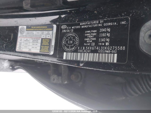 5XXGT4L31KG275588 KIA Optima Lx/lx+