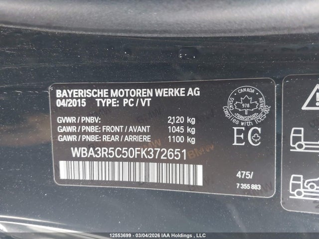 Aukcja sprzedaży 2015 Bmw 435i Xdrive, vin: WBA3R5C50FK372651, numer aukcji: 12553699