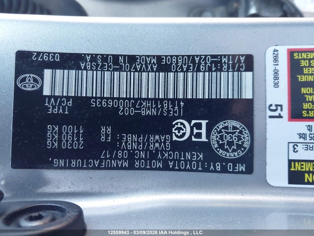 4T1B11HK7JU006935 Toyota CAMRY SE