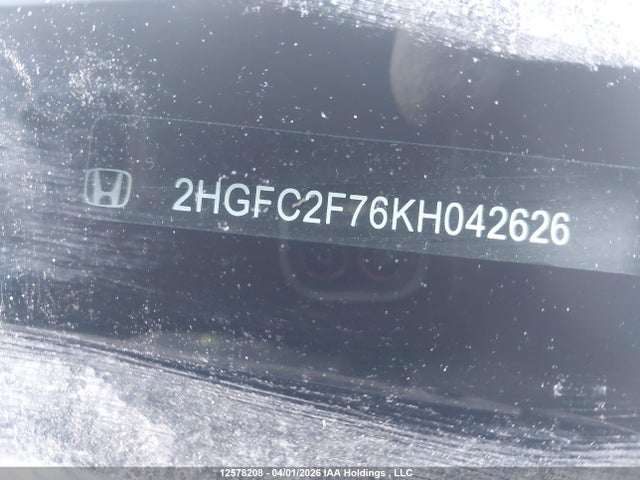 Auction sale of the 2019 Honda Civic Ex, vin: 2HGFC2F76KH042626, lot number: 12578208