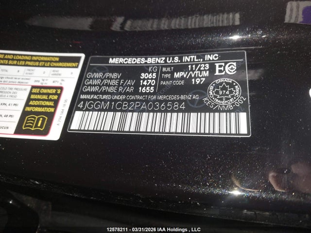 Продаж на аукціоні авто 2023 Mercedes-benz Eqe 350 Suv 4matic, vin: 4JGGM1CB2PA036584, номер лоту: 12578211