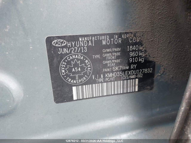 12578212 :رقم المزاد ، KMHD35LEXDU127832 vin ، 2013 Hyundai Elantra Gt مزاد بيع
