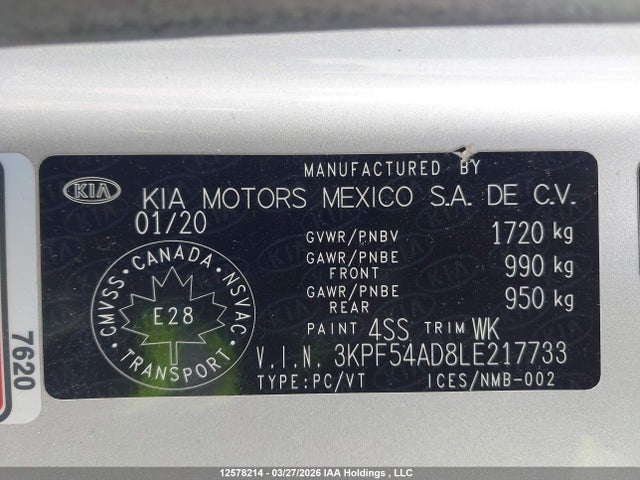 Aukcja sprzedaży 2020 Kia Forte Ex/ex Limited/ex Premium/ex+, vin: 3KPF54AD8LE217733, numer aukcji: 12578214