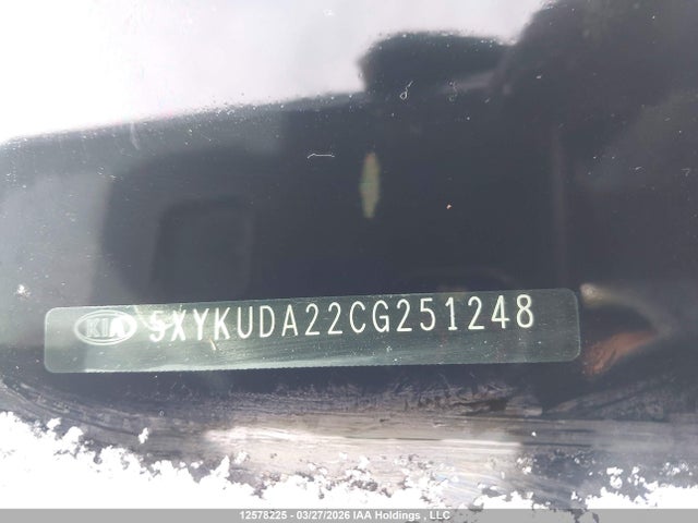 12578225 :رقم المزاد ، 5XYKUDA22CG251248 vin ، 2012 Kia Sorento Ex مزاد بيع