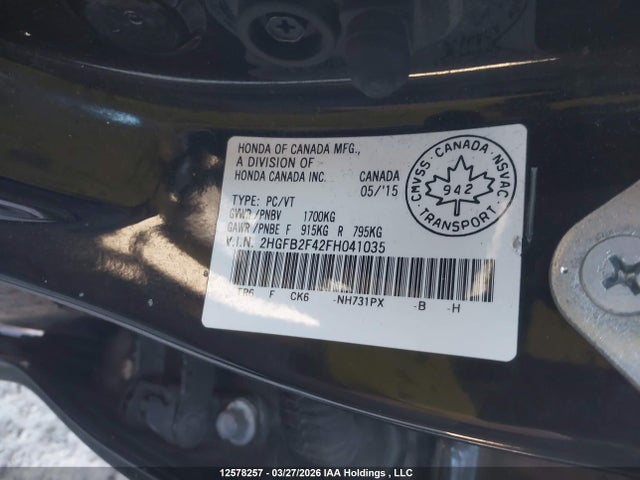 Aukcja sprzedaży 2015 Honda Civic Sedan, vin: 2HGFB2F42FH041035, numer aukcji: 12578257
