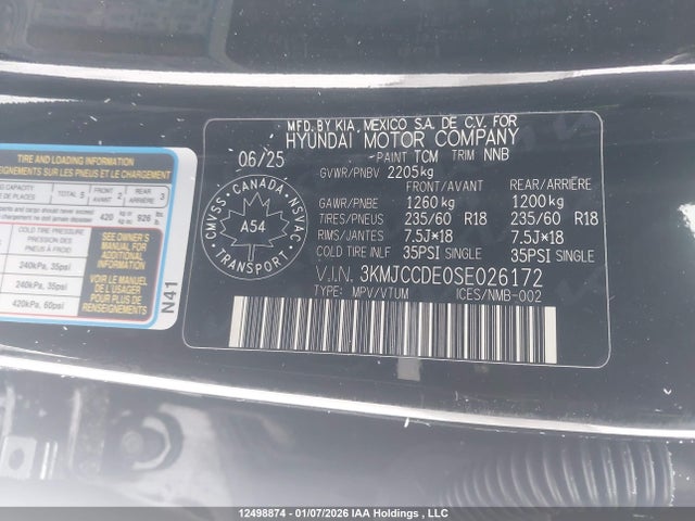 Продаж на аукціоні авто 2025 Hyundai Tucson Preferred Awd W/trend Package, vin: 3KMJCCDE0SE026172, номер лоту: 12498874