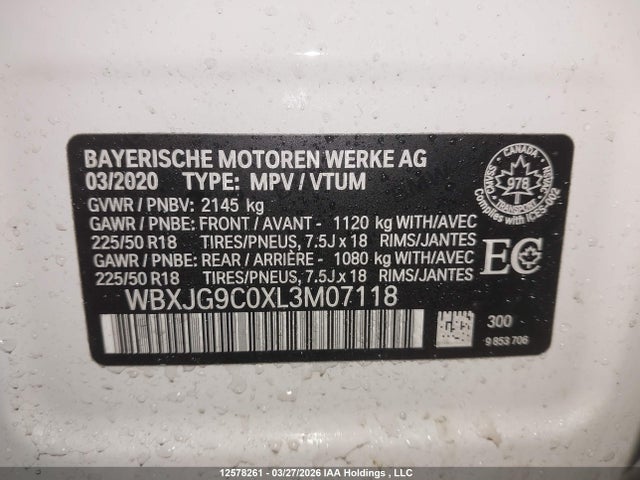 WBXJG9C0XL3M07118 BMW X1 Xdrive28i