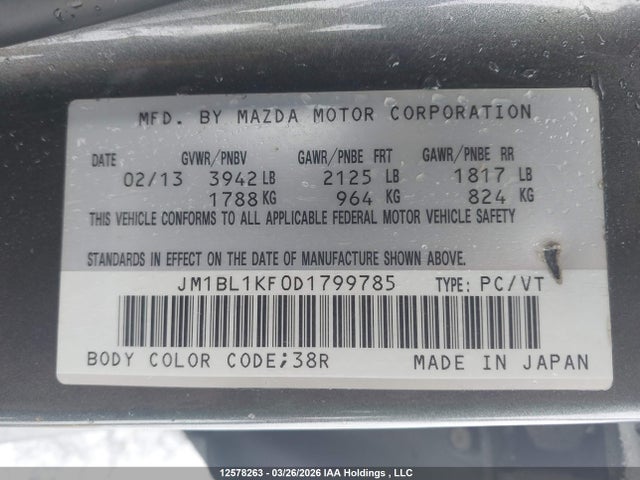 Продажа на аукционе авто 2013 Mazda 3 I, vin: JM1BL1KF0D1799785, номер лота: 12578263