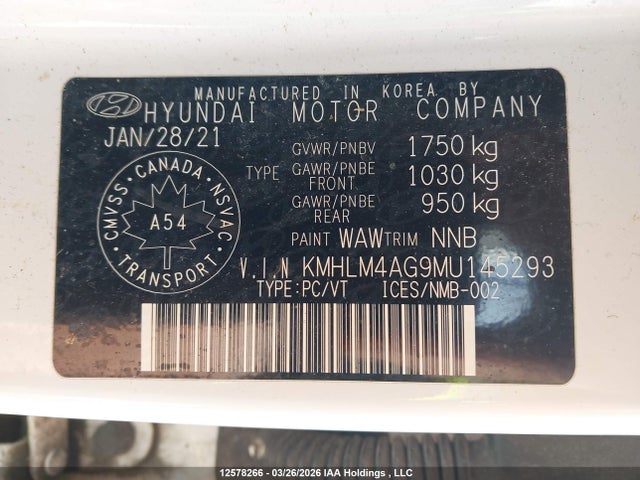 2021 Hyundai Elantra Preferred Ivt With Sun And Tech Package მანქანა იყიდება აუქციონზე, vin: KMHLM4AG9MU145293, აუქციონის ნომერი: 12578266