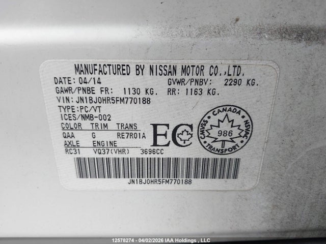 JN1BJ0HR5FM770188 Infiniti QX50