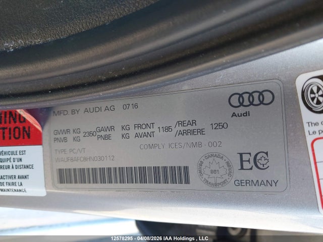 Aukcja sprzedaży 2017 Audi A6 Premium, vin: WAUF8AFC8HN030112, numer aukcji: 12578295