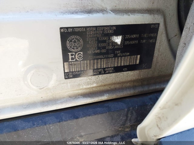 Aukcja sprzedaży 2022 Toyota Venza Le, vin: JTEAAAAHXNJ111602, numer aukcji: 12578305