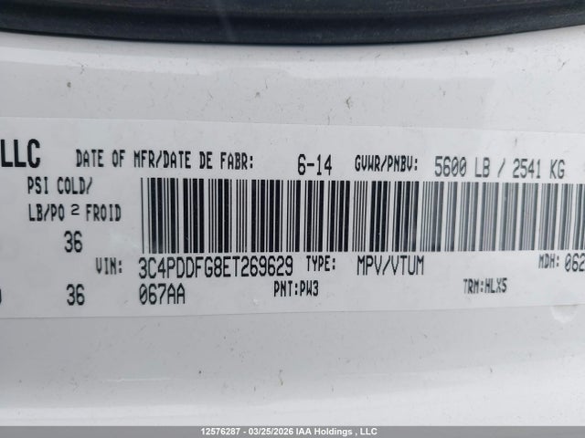 Aukcja sprzedaży 2014 Dodge Journey R/t, vin: 3C4PDDFG8ET269629, numer aukcji: 12576287