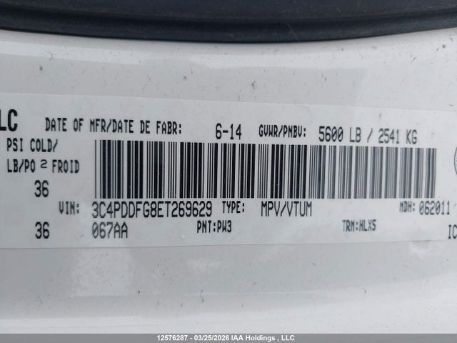 Aukcja sprzedaży 2014 Dodge Journey R/t, vin: 3C4PDDFG8ET269629, numer aukcji: 12576287