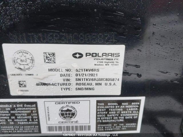 Polaris INDY 2021 SN1TKV6R3MC805874 Image 14