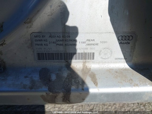 12578449 :رقم المزاد ، WAUJF68K59N059635 vin ، 2009 Audi A4 مزاد بيع