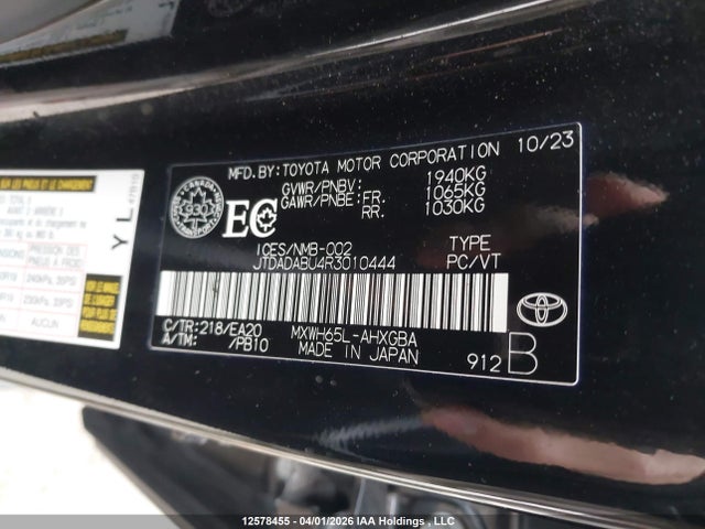 JTDADABU4R3010444 Toyota Prius