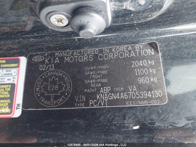 12578458 :رقم المزاد ، KNAGN4A67D5394130 vin ، 2013 Kia Optima Ex Turbo/ex Turbo + مزاد بيع