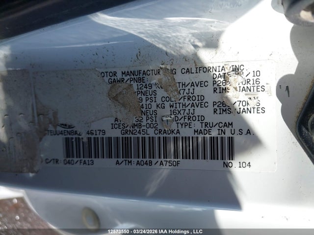 Aukcja sprzedaży 2010 Toyota Tacoma Base V6, vin: 5TEUU4EN8AZ746179, numer aukcji: 12573550