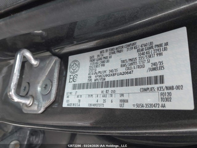1FMCU9GX8FUA20647 Ford ESCAPE SE