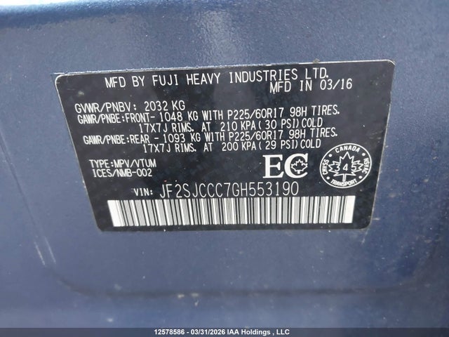 JF2SJCCC7GH553190 Subaru Forester 2.5i Premium
