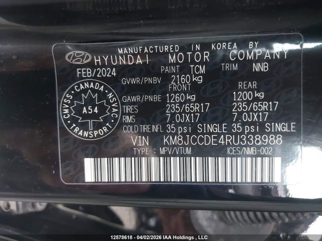KM8JCCDE4RU338988 Hyundai TUCSON SEL