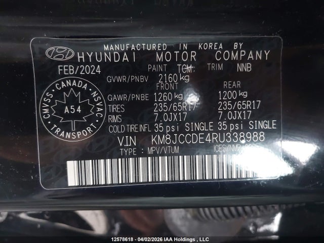 KM8JCCDE4RU338988 Hyundai TUCSON SEL