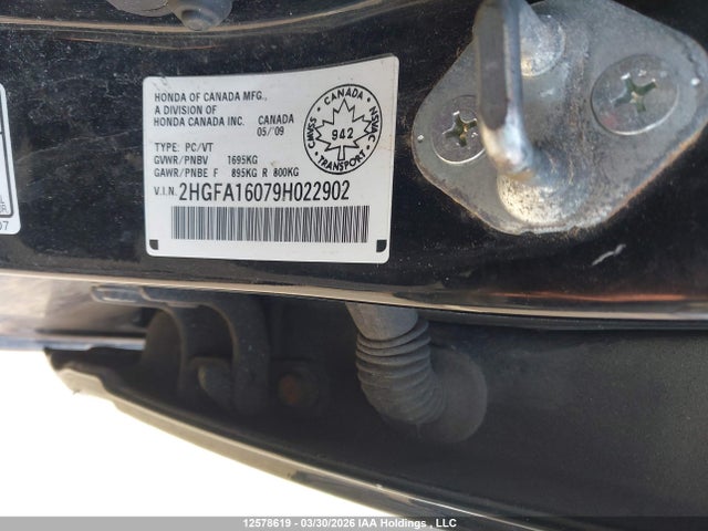 Продаж на аукціоні авто 2009 Honda Civic Ex-l, vin: 2HGFA16079H022902, номер лоту: 12578619