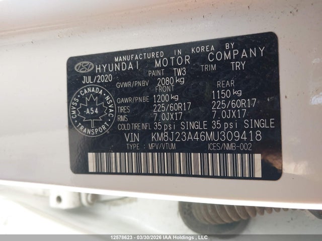KM8J23A46MU309418 Hyundai TUCSON SE