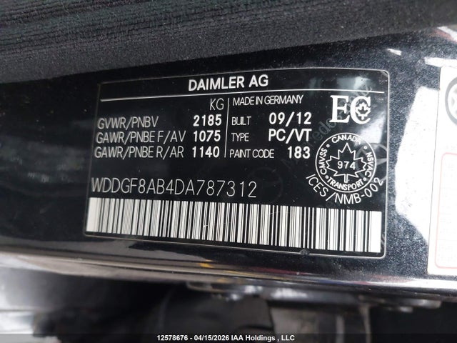 Продажа на аукционе авто 2013 Mercedes-benz C 300 4matic, vin: WDDGF8AB4DA787312, номер лота: 12578676