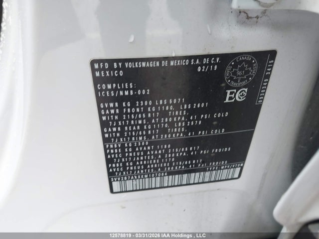 3VV2B7AXXKM107064 Volkswagen Tiguan Comfortline