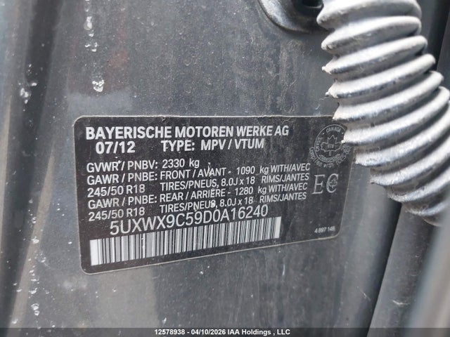 Aukcja sprzedaży 2013 Bmw X3 2.8i, vin: 5UXWX9C59D0A16240, numer aukcji: 12578938