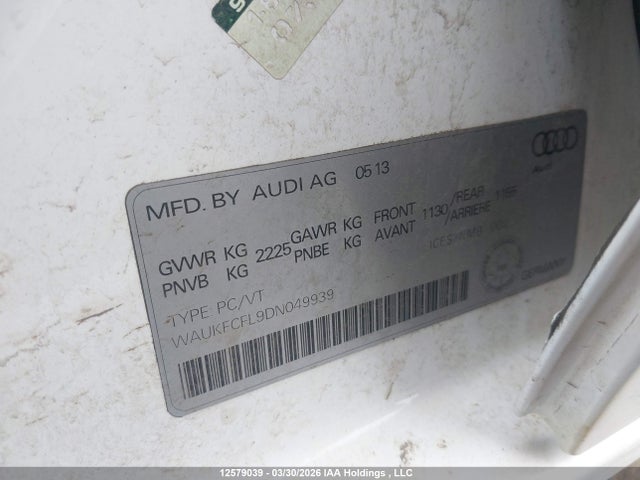 Продаж на аукціоні авто 2013 Audi A4 2.0t Premium Plus, vin: WAUKFCFL9DN049939, номер лоту: 12579039