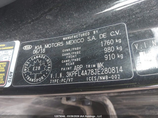 3KPFL4A78JE280814 KIA Forte Lx/lx+