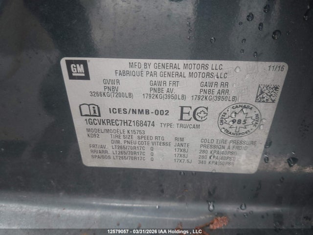 1GCVKREC7HZ168474 Chevrolet Silverado 1500 1lt