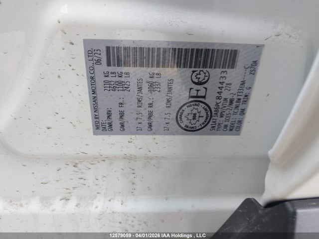 2023 Nissan Rogue მანქანა იყიდება აუქციონზე, vin: 5N1AT3AB6PC844433, აუქციონის ნომერი: 12579059