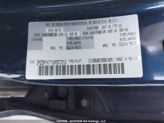 3MZBM1K71GM307212 Mazda 3 SPORT
