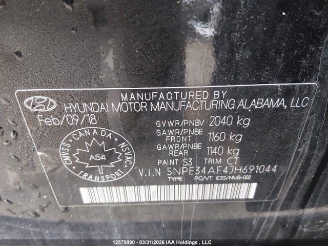 5NPE34AF4JH691044 Hyundai SONATA GLS