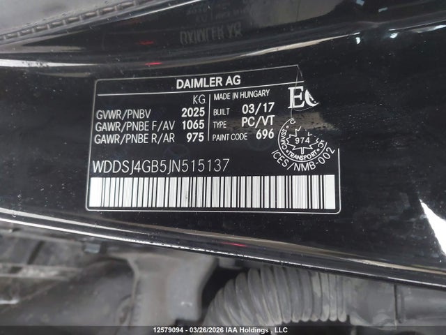 WDDSJ4GB5JN515137 Mercedes-Benz CLA 250 4MATIC