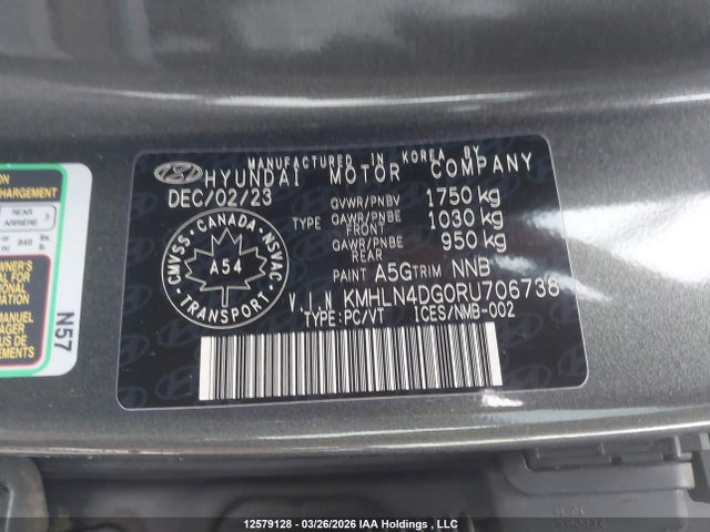 Auction sale of the 2024 Hyundai Elantra Luxury, vin: KMHLN4DG0RU706738, lot number: 12579128