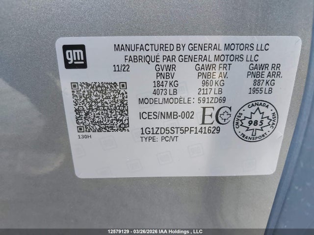 1G1ZD5ST5PF141629 Chevrolet MALIBU LT