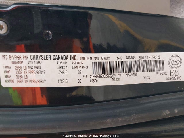 Aukcja sprzedaży 2013 Dodge Grand Caravan, vin: 2C4RDGBG3DR768260, numer aukcji: 12579165