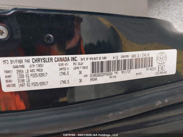 Aukcja sprzedaży 2013 Dodge Grand Caravan, vin: 2C4RDGBG3DR768260, numer aukcji: 12579165