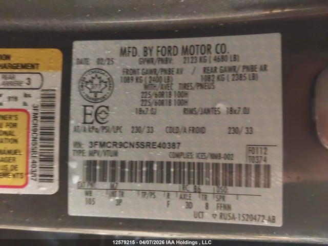 3FMCR9CN5SRE40387 Ford Bronco Sport Outer Banks