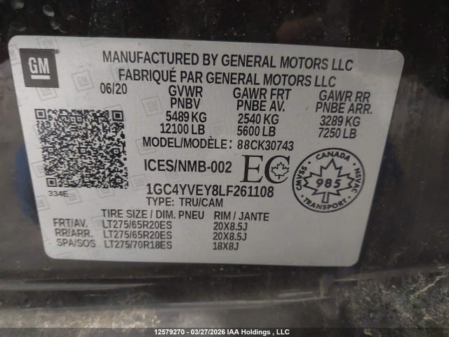 1GC4YVEY8LF261108 Chevrolet Silverado 3500hd High Country