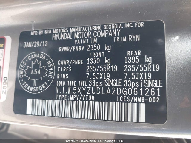 Продажа на аукционе авто 2013 Hyundai Santa Fe Sport 2.0t Limited, vin: 5XYZUDLA2DG061261, номер лота: 12579271