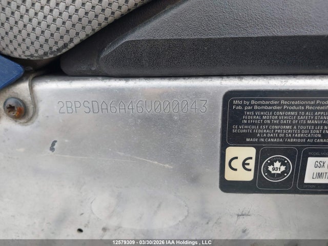 12579309 :رقم المزاد ، 2BPSDA6A46V000043 vin ، 2006 Skidoo Skidoo. مزاد بيع